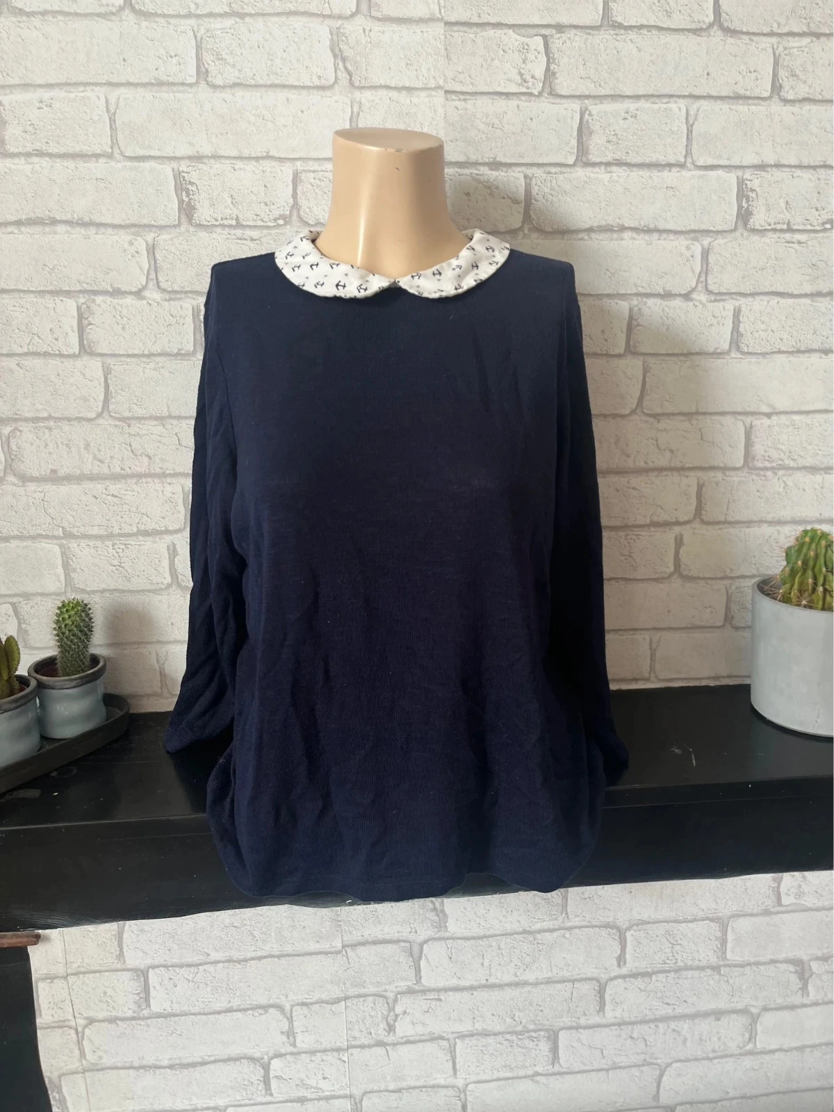 Gilet zippé bleu marine avec col fantaisie – Taille 38 – Pimkie